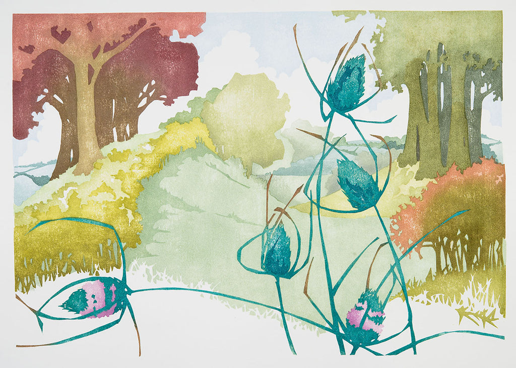 Laura Boswell: Chiltern Seasons Summer, Japanese watercolor woodblock —  Mesh Art Gallery