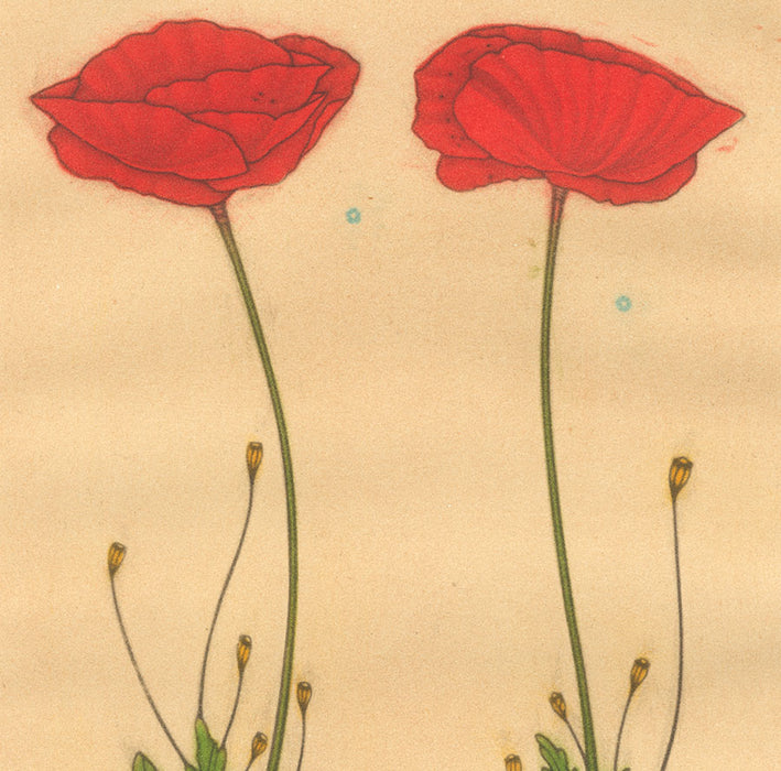 Color mezzotint - by ESTEBE, Michel - titled: Two Poppies