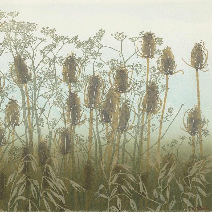 Monique Wales - Field's Edge - Teasels Fennel Wild Oats - foggy atmosphere - detail