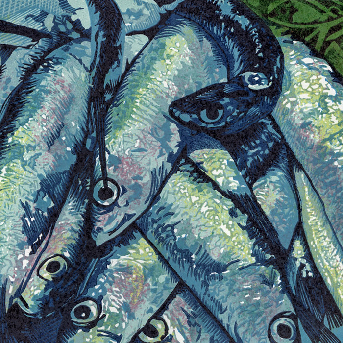 Linocut - by HAYS, William H. - titled: Sardines