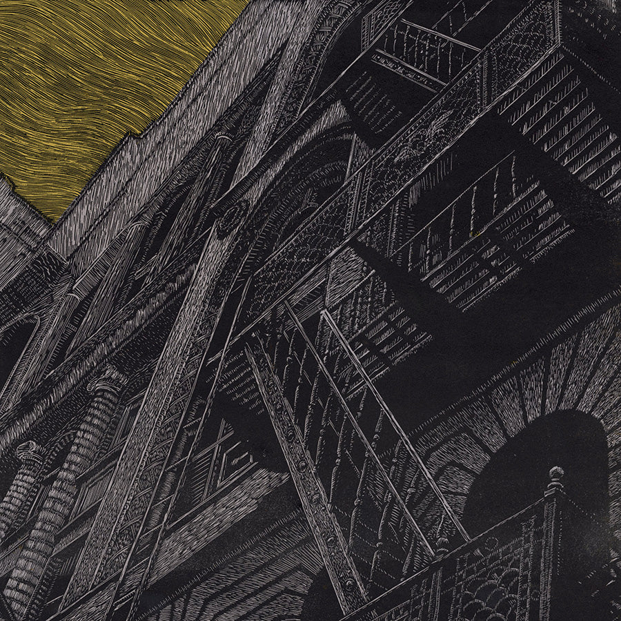 Chad Nelson - Near Grand Central - woodcut and screen print - detail