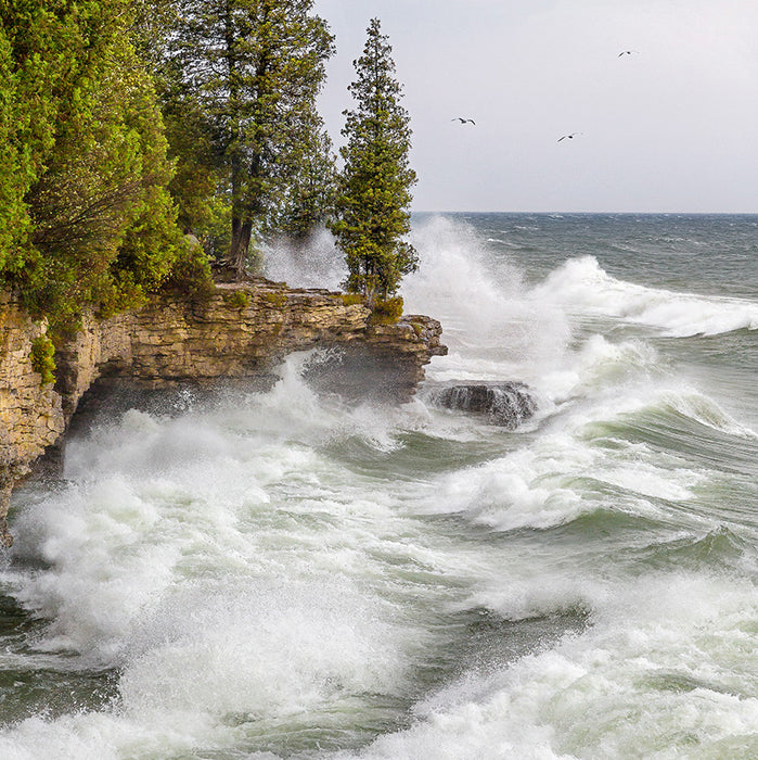 Color photograph - by ANDERSON, Daniel - titled: Heavy Waves, Cave Point