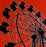 Dave Lefner - County Fair Ferris Wheel - color reduction linocut - silhouette red black