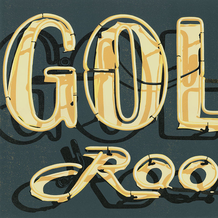 Dave Lefner - Gold Room - Color linocut reduction - neon sign - Los Angeles - detail2