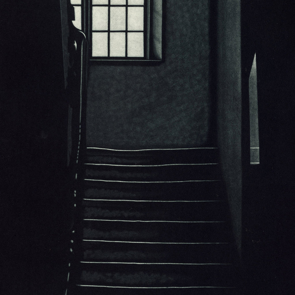 Jukka Vanttinen - Nightmeeting - mezzotint - stairwell with window - detail