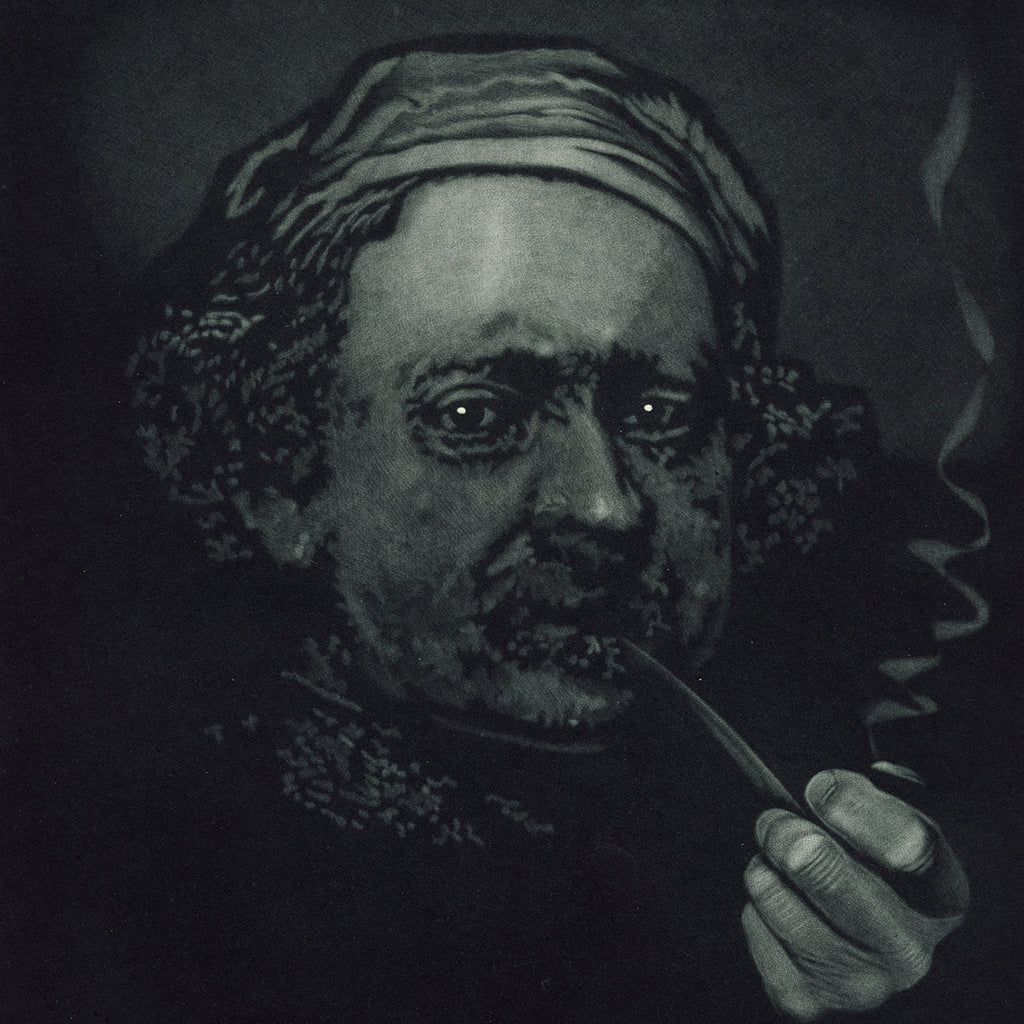 Jukka Vanttinen - Rembrandt - mezzotint - portrait smoking obscura