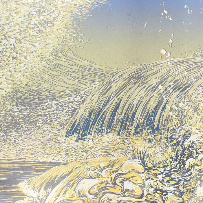 Pine Feroda - Seachange - color woodcut - waterscape waves