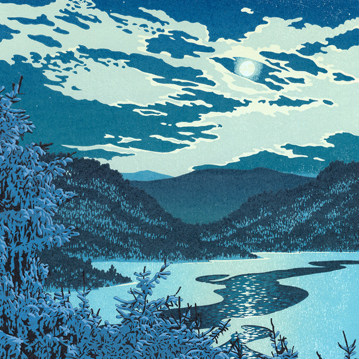 Color linocut reduction - by HAYS, William H. - titled: Moonlight Lead